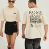 YOURTURN Rome Tee Unisex - T-Shirt Print - Mottled Light Brown -Mode Kledingwinkel 07017d2cd401401ea70ed2bd25c35478