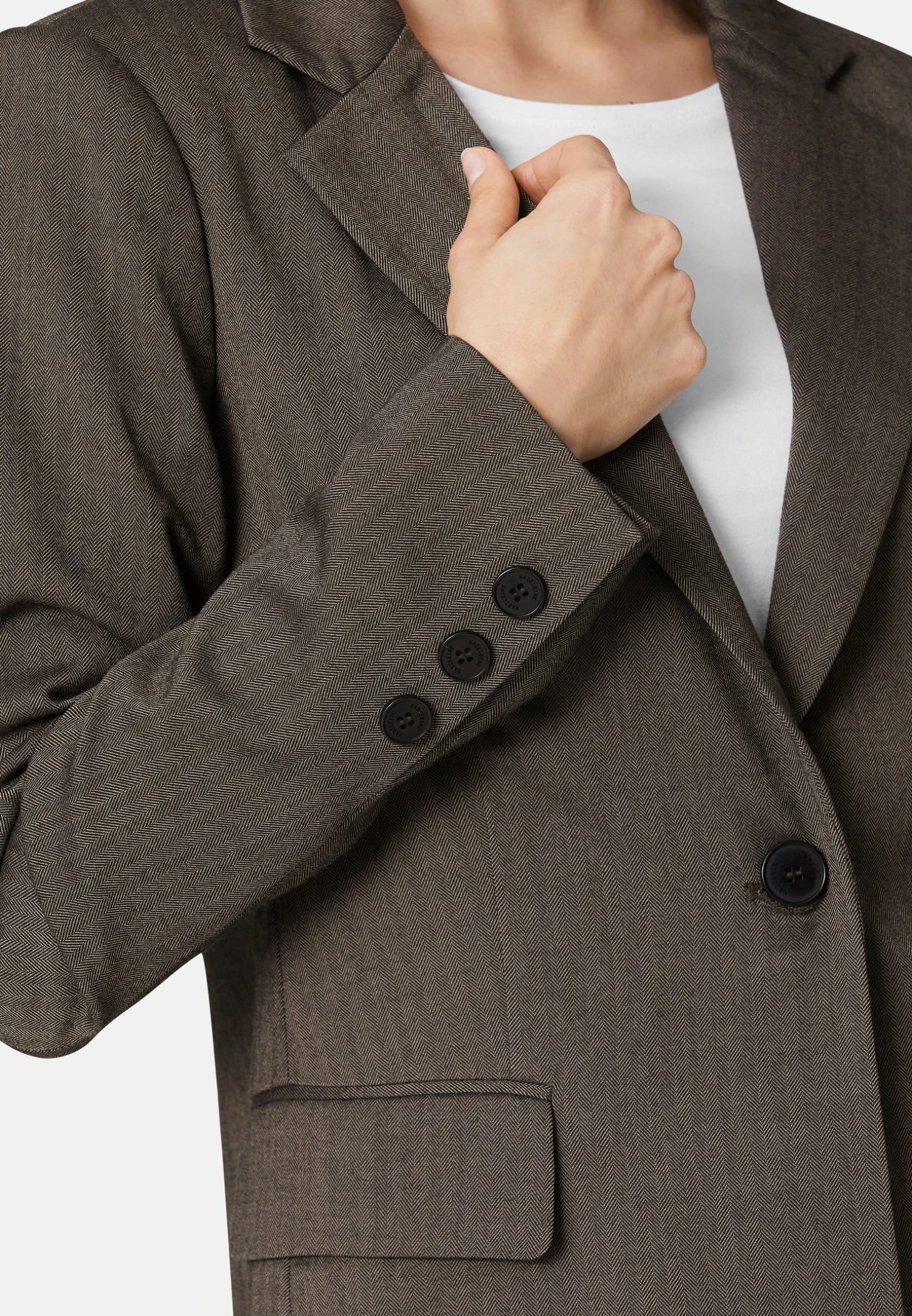 Mit Klassischem Fischgrat-Dessin - Blazer - Taupegrau Schwarz 7 Mit Klassischem Fischgrat-Dessin - Blazer - Taupegrau Schwarz - Afbeelding 5