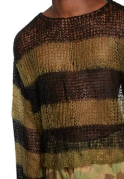 Jaded London Nirvana Striped Loose Jumper - Trui - Green/Black -Mode Kledingwinkel 1c93d6560c7f4f0b9aaa512aac3c638c