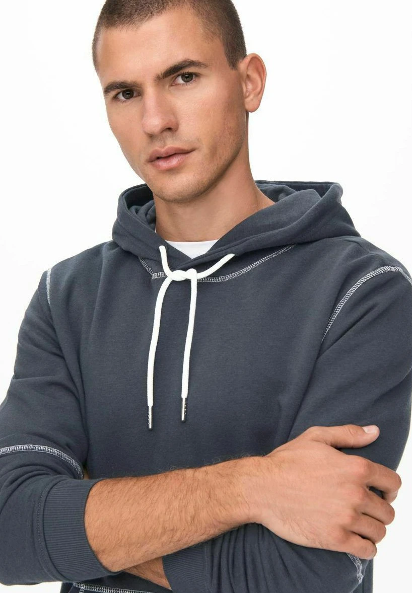 Only & Sons Kontrastnaht - Hoodie - Dark Navy 6 Only & Sons Kontrastnaht - Hoodie - Dark Navy - Afbeelding 4