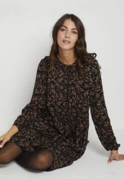 Kaffe Kaevity Amber - Blousejurk - Black Multi Col Flower Print -Mode Kledingwinkel 323c343fa16d4b86a189601a0c985e75