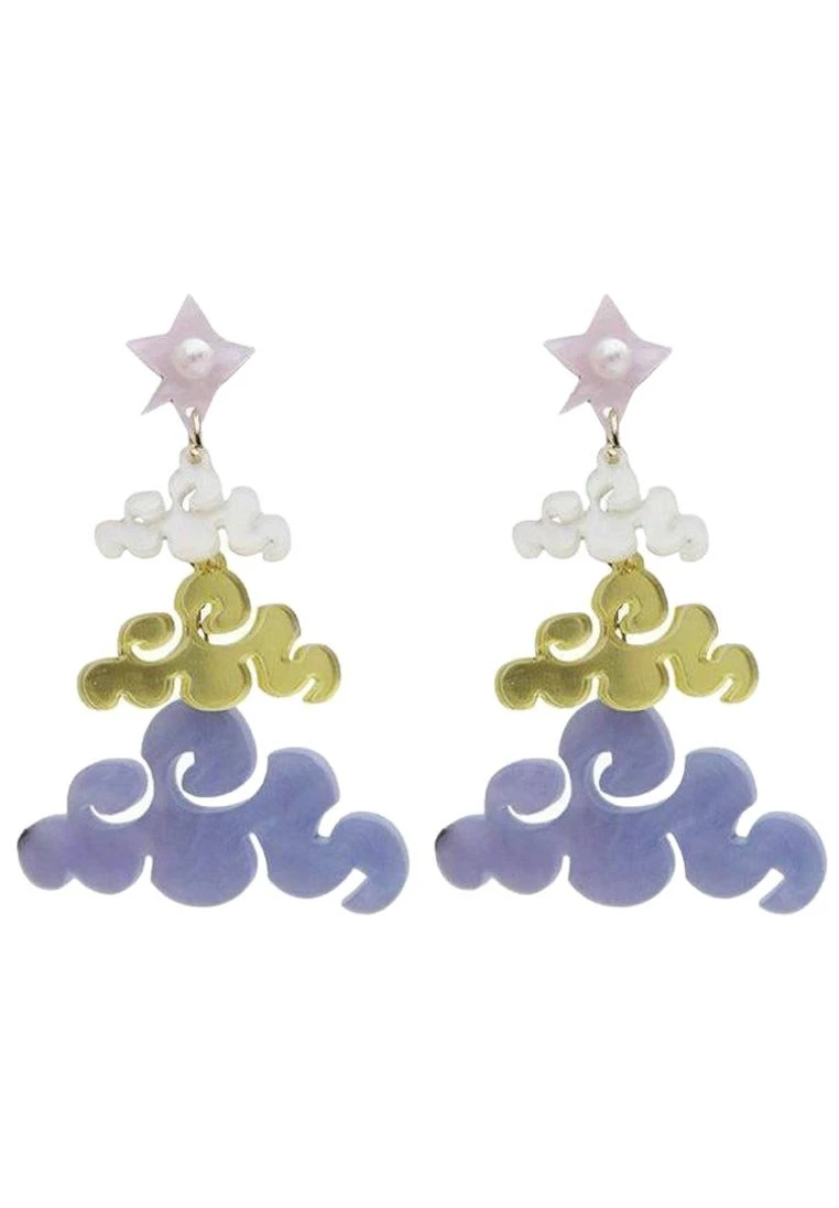 Oorbellen - Gold Pink Purple 4 Oorbellen - Gold Pink Purple - Afbeelding 2