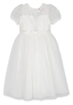 Girl Lace Tulle First Communion Bubble Sleeve Dress - Galajurk - White -Mode Kledingwinkel 3b6b7e7aa90b4877ab6df0a6704228b4