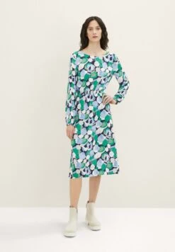 Tom Tailor With Smocking Detail - Jurk - Green Flower Design -Mode Kledingwinkel 42910fb2153941e8b1540f5e241a2a12