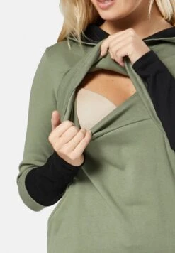 Maternity With Breastfeeding Access - Hoodie - Khaki Black -Mode Kledingwinkel 4438d975c0a840359f2ee17c30e83fe6