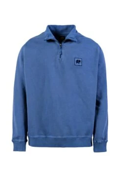 Sauce Loopback Pigment Half Zip- Sweater - Blue -Mode Kledingwinkel 44cda66928db42ed93ada3e36deb3669