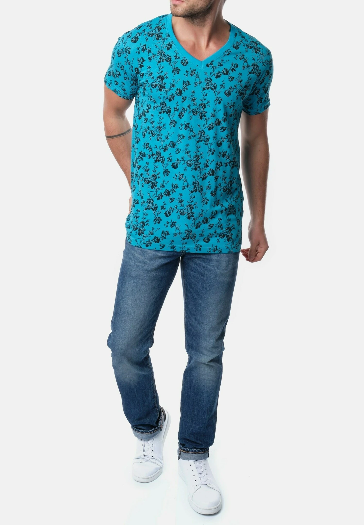 T-Shirt Print - Bleu Turquoise 4 T-Shirt Print - Bleu Turquoise - Afbeelding 2