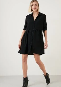 LELA Regular Fit - Blousejurk - Black -Mode Kledingwinkel 49710228e39f4b7b908c475e6ec94e51