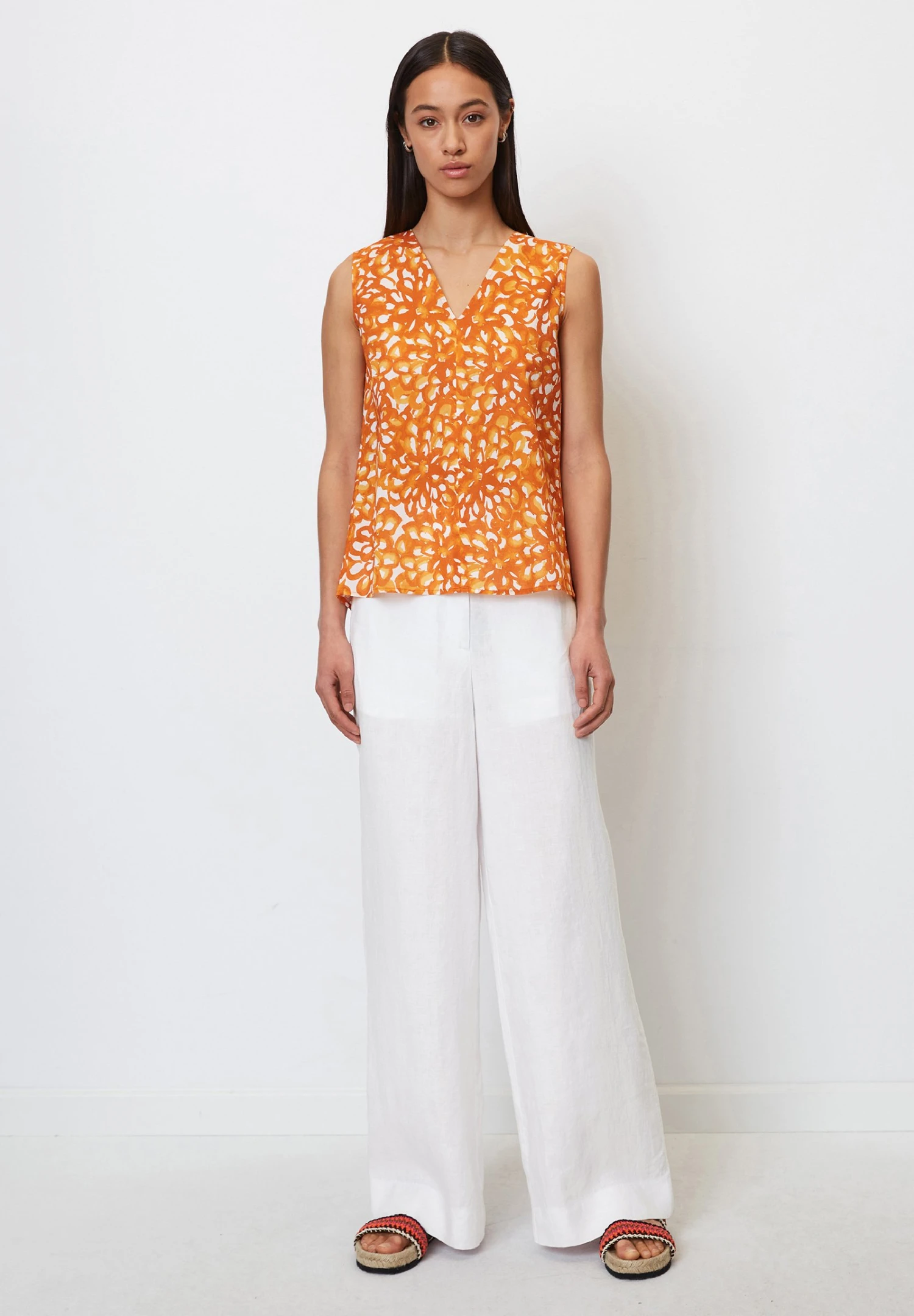 Marc O'Polo Ärmellose V Neck Aus Crispy - Top - Orange 4 Marc O'Polo Ärmellose V Neck Aus Crispy - Top - Orange - Afbeelding 2