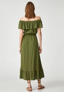 Koton Midi Off The Shoulder Voluminous Drawstring - Jurk - Khaki -Mode Kledingwinkel 4dd049a3d19748b4a025ff542ed44569