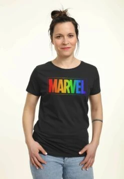 Marvel Other Rainbow Marvel - T-Shirt Print - Black