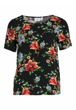 Vila Mit Kurzen Ärmeln Gemustertes - Blouse - Black