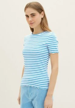 TOM TAILOR Denim Mit Streifen - T-Shirt Print - White Mid Blue Stripe