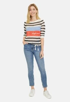 Betty Barclay Loch-Mit Ringel - Trui - Weiß Schwarz -Mode Kledingwinkel 5e6da5822b624e68b665a0308aa84c6c