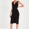 Wal G V Neck Midi - Jerseyjurk - Black -Mode Kledingwinkel 67ecbee138ed4420958642b384f09e2f