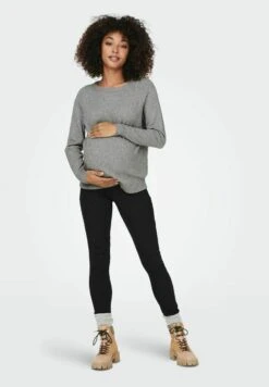 ONLY MATERNITY Mama Loose Fit - Trui - Medium Grey Melange -Mode Kledingwinkel 6a8bcaff55e543d68b3adae3553f79b2
