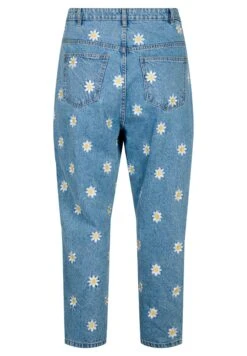 Zizzi Mille With Embroidered Flowers - Straight Leg Jeans - Light Blue Flower -Mode Kledingwinkel 6d4ef9c6b9bf400fb24ea55457b1ea0e