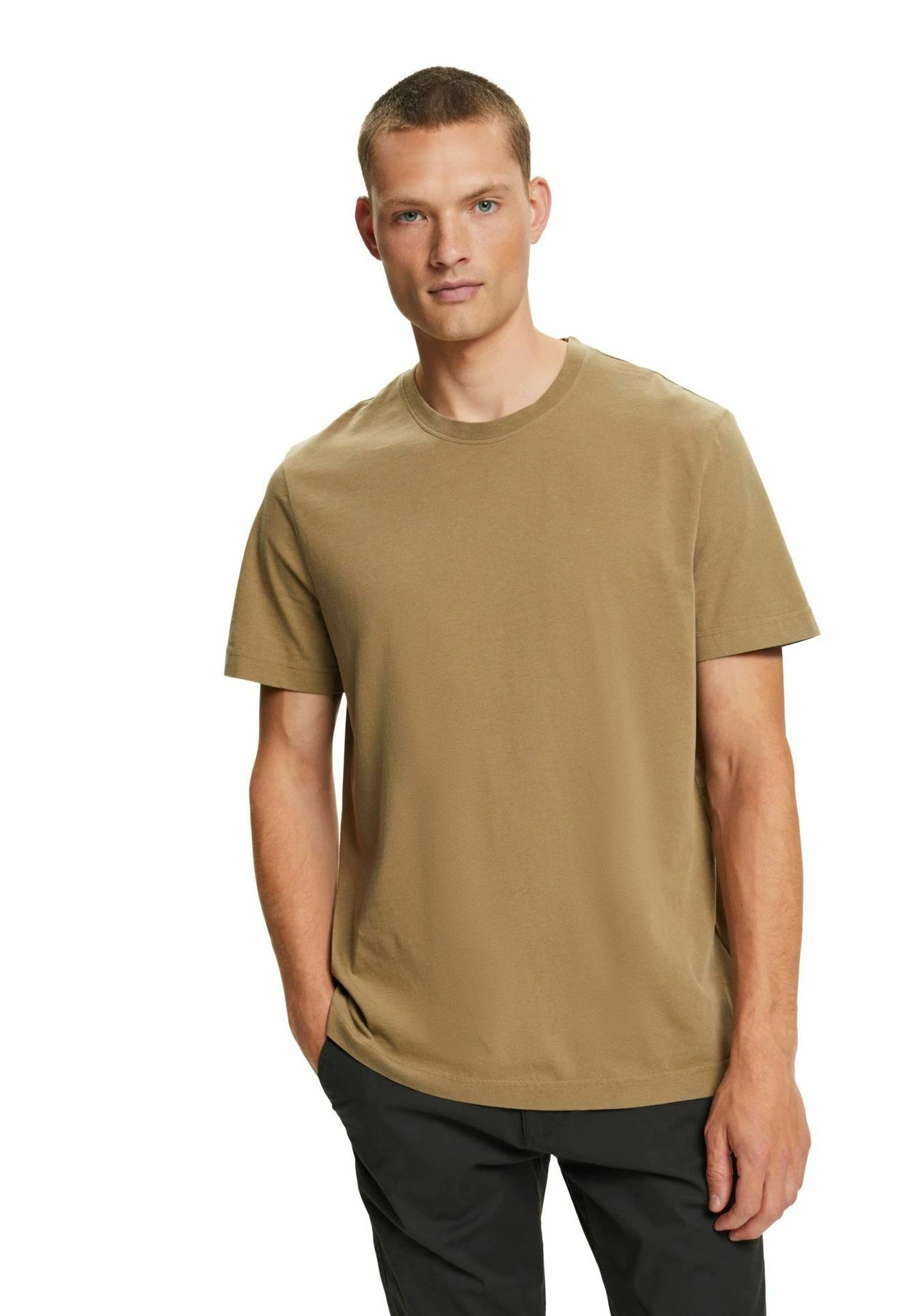 Edc By Esprit Rundhals Aus - T-Shirt Basic - Khaki Green 9 Edc By Esprit Rundhals Aus - T-Shirt Basic - Khaki Green - Afbeelding 7