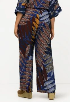 Ulla Popken Bedruckt Weites Bein Elastikbund - Broek - Dunkelblau -Mode Kledingwinkel 73817de032d84b4a9e609af4c78f94df