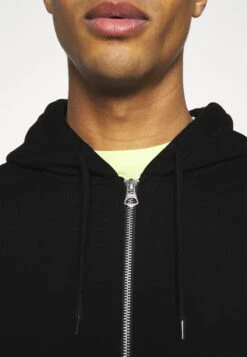 WEEKDAY Standard Zip Hoodie - Sweater Met Rits - Black -Mode Kledingwinkel 7abe464226be49e49ee52f4253027a90