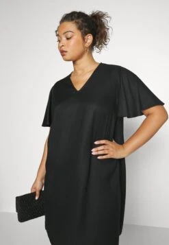 ONLY CARMAKOMA Carchantal V Neck Knee Dress - Jurk - Black -Mode Kledingwinkel 7c80c321089f4cbda11765aafda24515