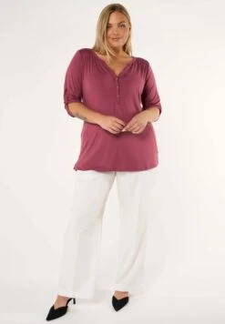 Met Plooidetails - Blouse - Mauve -Mode Kledingwinkel 8084f0e3853d4409bc2ddd9e486be233