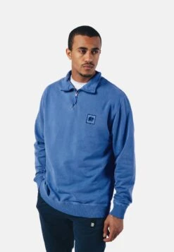Sauce Loopback Pigment Half Zip- Sweater - Blue -Mode Kledingwinkel 80b50c3c17e74542b2c6b36ad27008e6