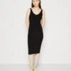 Selected Femme Slftrixie New Midi Dress - Gebreide Jurk - Black