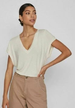 Vila Kurzärmeliges - T-Shirt Basic - Birch -Mode Kledingwinkel 869891e3bb95458c9c312baedcba0782