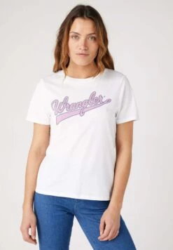 Wrangler Regular- T-Shirt Print - Weiss