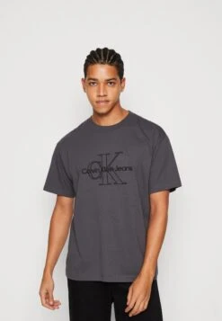 Calvin Klein Jeans Monologo Washed Tee Unisex - T-Shirt Print - Washed Black