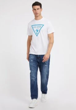 Guess Mit Reflektierendem Logodreieck - T-Shirt Print - Weiß -Mode Kledingwinkel 8fa3b8e6147c45b38746d463ce496469