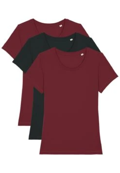 3Er Pack Expresser Basic - T-Shirt Basic - Burgundy Black