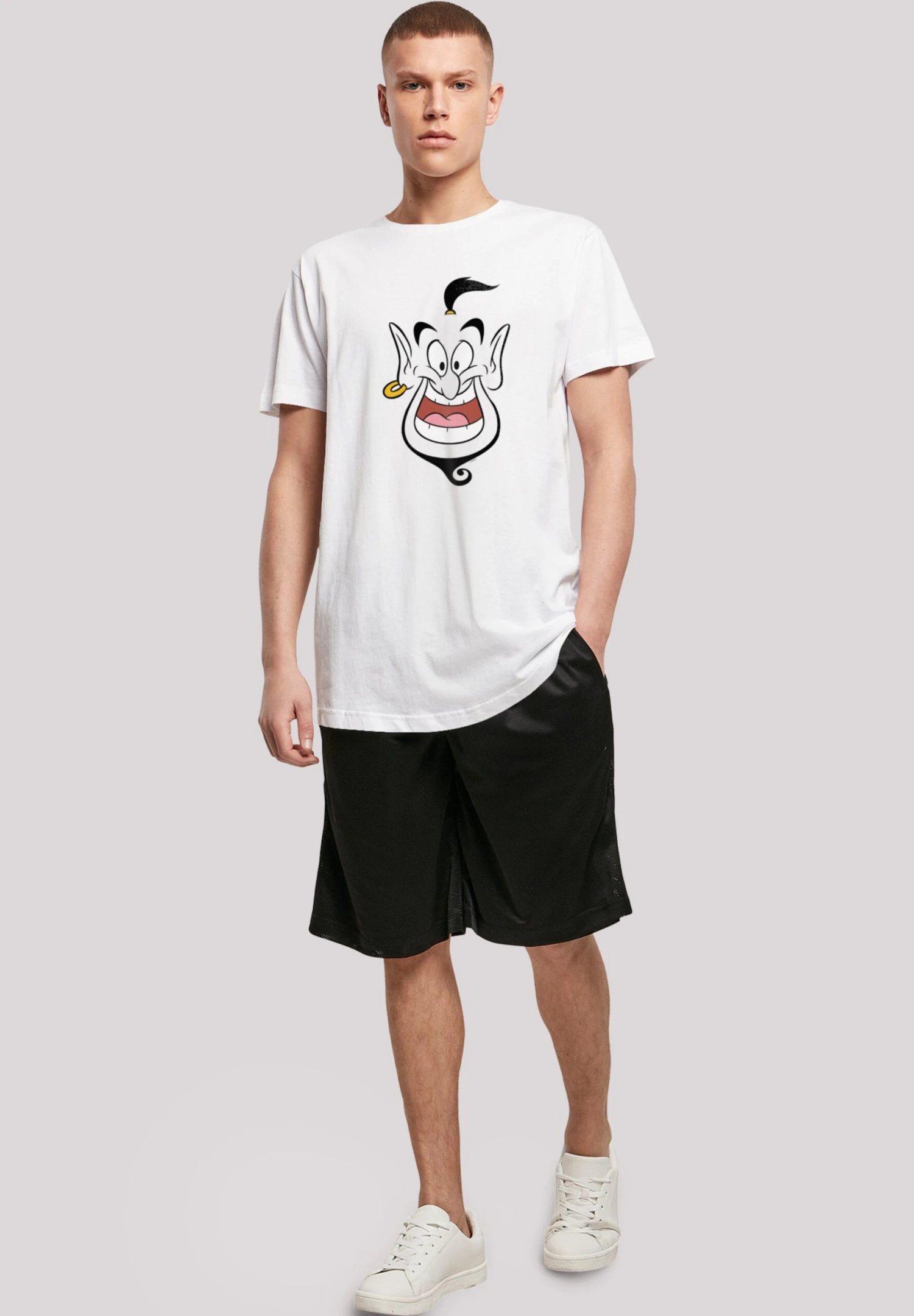 F4NT4STIC Long Cut Disney Aladdin Genie Face - T-Shirt Print - White 4 F4NT4STIC Long Cut Disney Aladdin Genie Face - T-Shirt Print - White - Afbeelding 2
