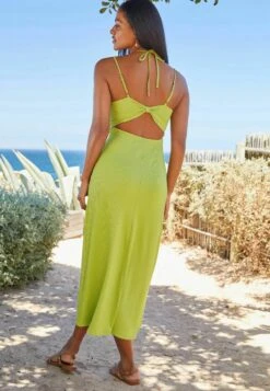 Next Strappy Midi Halter Standard - Jurk - Lime Green Ribbed -Mode Kledingwinkel abd04a3b3761457595cd73792fbedb9b