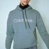 Calvin Klein Logo Hoodie - Hoodie - Grey Tar -Mode Kledingwinkel afcf4c9323624c66bc421ad95fde182e