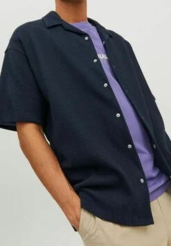 Jack & Jones Kurzarm Seersucker Freizeit - Overhemd - Navy Blazer -Mode Kledingwinkel b6c5db2b519640e4983c885fdb850f2f