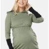 Maternity With Breastfeeding Access - Hoodie - Khaki Black -Mode Kledingwinkel c0a406aafdd240b4b1d7e6650eda6444