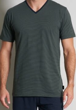 Tom Tailor Shorty V-Neck Set - Pyjama - Grün Dunkel Ringel -Mode Kledingwinkel c961669b484d427aa207f85804e0d042