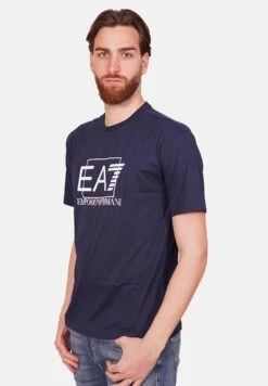 EA7 Emporio Armani Logo Quadrato Ea7 - T-Shirt Print - Blue -Mode Kledingwinkel d31a5f01d33747ce8d90dc0c193bfb60