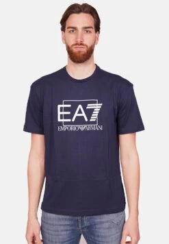 EA7 Emporio Armani Logo Quadrato Ea7 - T-Shirt Print - Blue