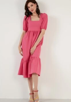 LELA Regular Fit - Jurk - Fuchsia -Mode Kledingwinkel dd28eb0f3b6d4b258207445a61338622