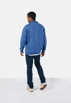 Sauce Loopback Pigment Half Zip- Sweater - Blue -Mode Kledingwinkel df7fde0f1a3b41d7abb820a867141759