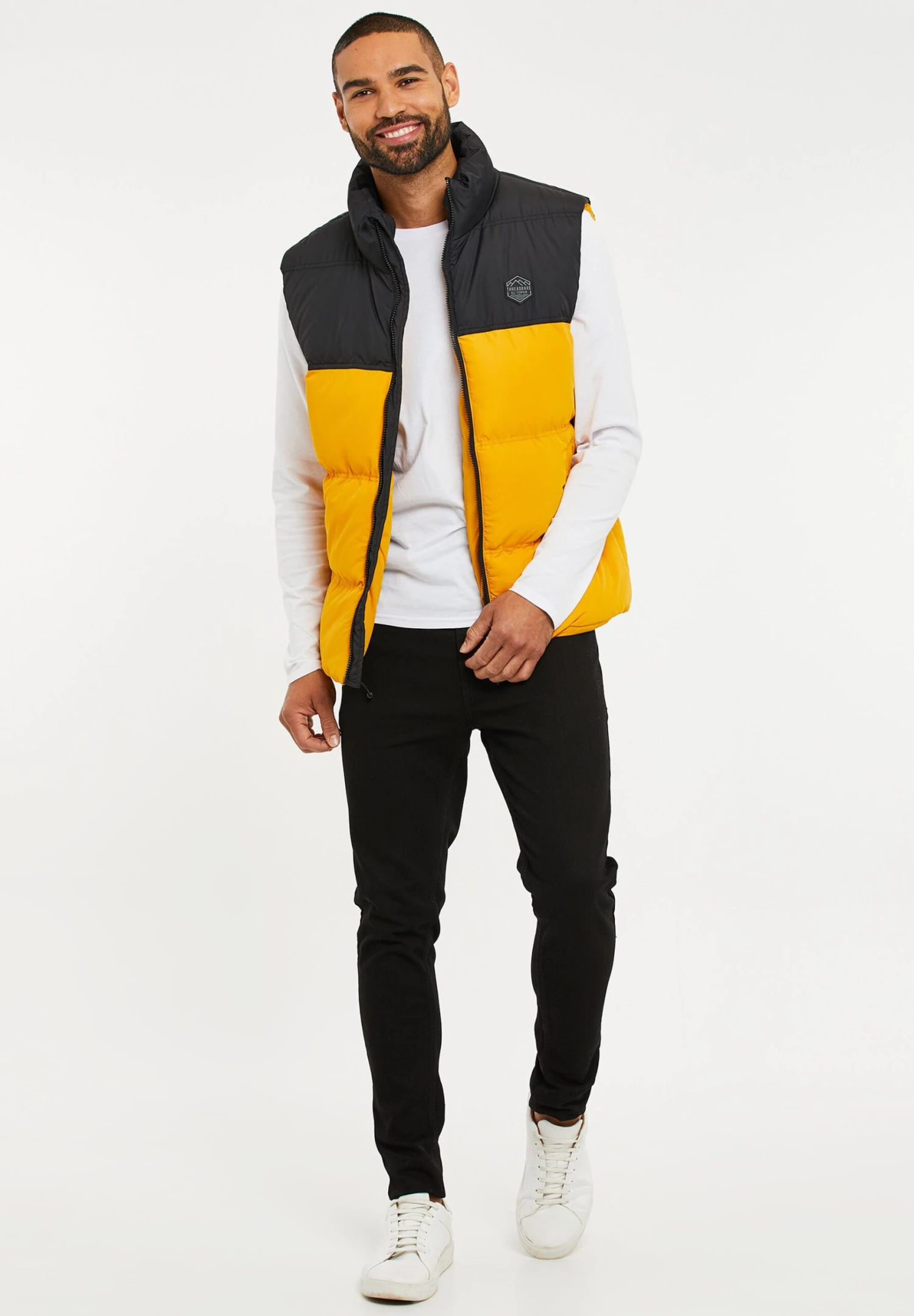Threadbare Lethame - Bodywarmer - Mustard Black 4 Threadbare Lethame - Bodywarmer - Mustard Black - Afbeelding 2