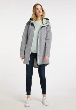 Schmuddelwedda Funktions - Outdoorjas - Grau Melange Hellgrün -Mode Kledingwinkel e52c20ef0ada4096835c82526a2e0056