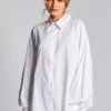 Rich&royal Organic Oversized Bluse Mit Fledermausärmeln - Overhemdblouse - White -Mode Kledingwinkel e99f7c458fc94281bd1d543048ec5d06