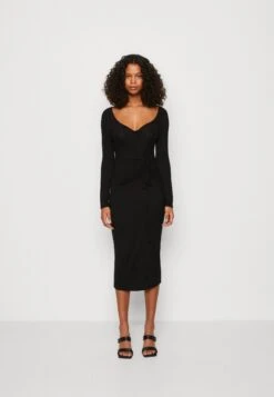 Wal G Del Gathered Midi - Jerseyjurk - Black