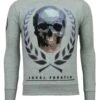 Doodskop Skull Rhinestone - Sweater - Grijs