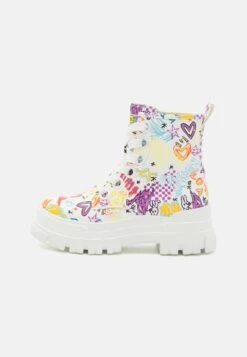 Buffalo Vegan Aspha Lace Up Hi - Enkellaarsjes Met Plateauzool - White Graffiti -Mode Kledingwinkel f2ee5b09c51045b78ca6f9b9a3cdd370