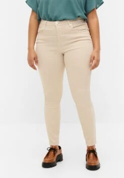 Zizzi Hochtaillierte Amy - Jeans Skinny Fit - Oatmeal